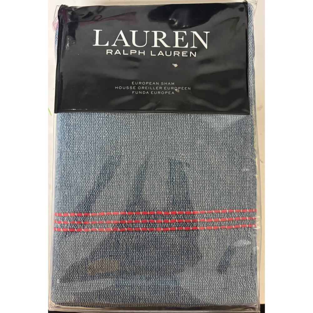 Lauren Ralph Lauren Maggie Texture European Sham Indigo Blue Cotton NIP New
